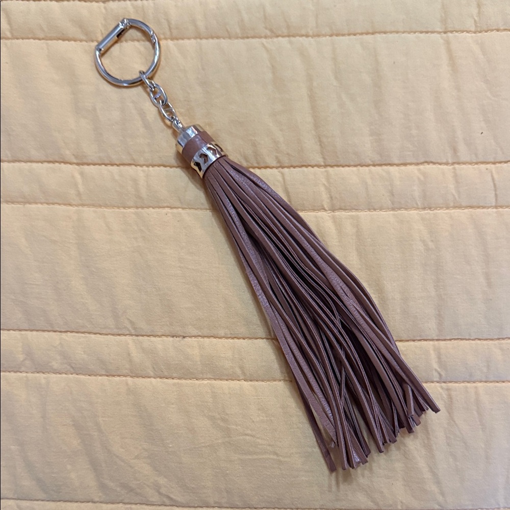 Stella & Dot Brown Tassel Keychain Purse Clip